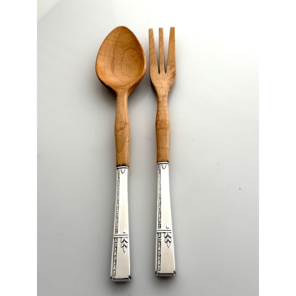 Grenoble Wooden Salad Spoon Fork Set, Vintage Oneida 1938 Flatware